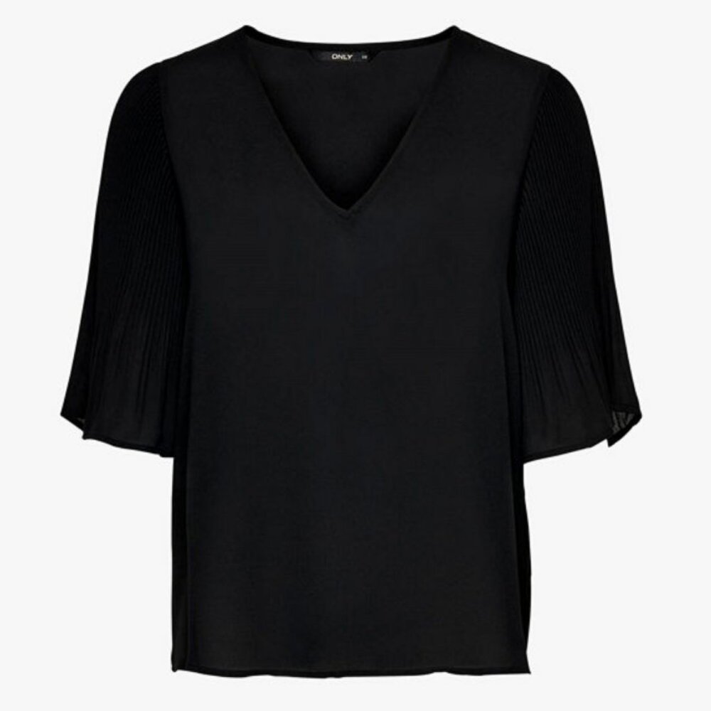 Office Siren Plisse Lace Art Deco Top Flutter Sleeve Pleated Blouse 38 Medium M
